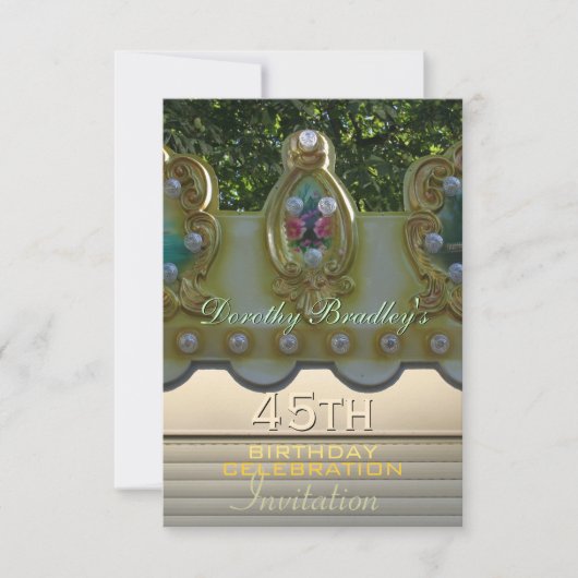 45th Birthday Celebration Carousel Custom Invite Kaart (Voorkant)