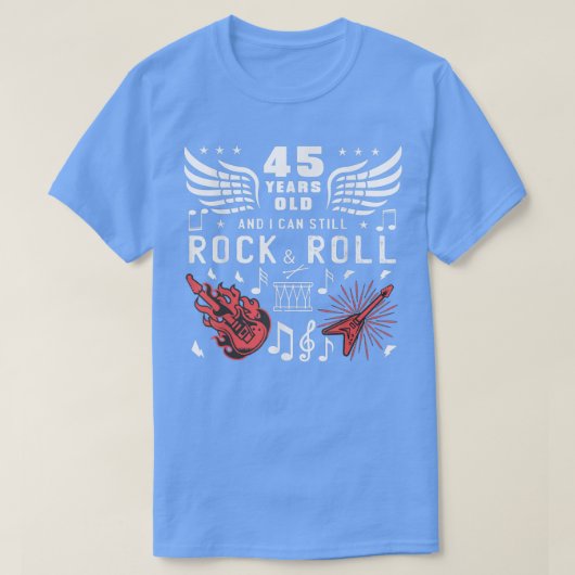 45th Birthday Gag Turning 45 Years Old Guitar Drum T-shirt (Design voorkant)