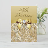 45th Birthday Gold Faux Sequins en boog Kaart (Staand voorkant)