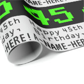 45th Birthday - Nerdy / Geeky Style "45" en Naam Cadeaupapier (Rol Hoek)