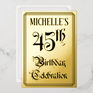 45th Birthday Party — Elegant Script + aangepaste Folie Uitnodiging