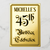 45th Birthday Party — Elegant Script + aangepaste Folie Uitnodiging (Voorkant)