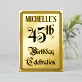 45th Birthday Party — Elegant Script + aangepaste Folie Uitnodiging (Staand Voorkant)