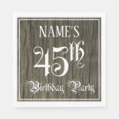 45th Birthday Party — Fancy script, Faux Wood Kijk Servet (Voorkant)