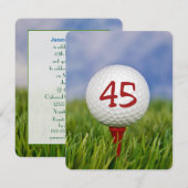 45th Birthday Party Golf thema Kaart (Voorkant / Achterkant)