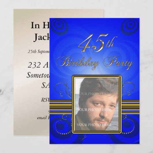 45th Birthday party Invitation Kaart (Voorkant / Achterkant)