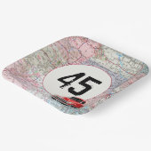 45th Birthday Red Retro Truck op Road Map Papieren Bordje (Gebogen)