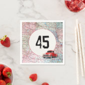 45th Birthday Red Retro Truck op Road Map Servet (Insitu)