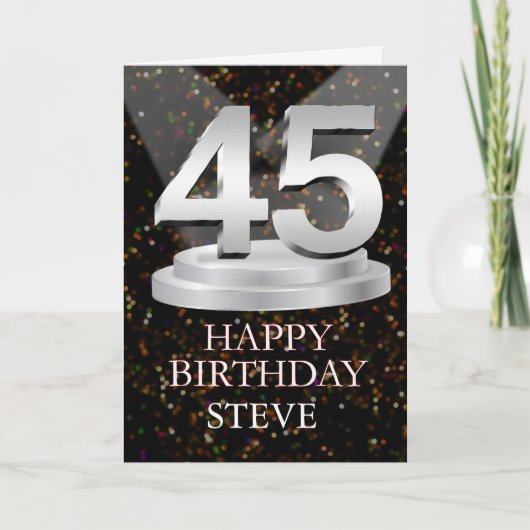 45th Birthday Spotlights Voeg een naam toe Kaart (Voorkant)