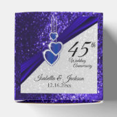 45th of 65th Sapphire Blue Glitter Jubileum Bedankdoosjes (Bovenkant)