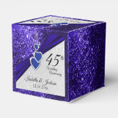 45th of 65th Sapphire Blue Glitter Jubileum Bedankdoosjes (Achterkant)