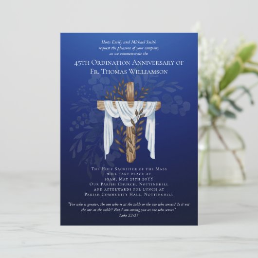 45th Ordination Jubileum Invitation Sapphire Bl (Staand voorkant)