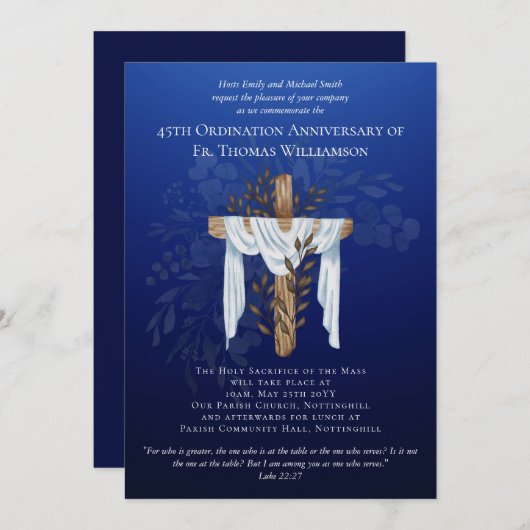 45th Ordination Jubileum Invitation Sapphire Bl (Voorkant / Achterkant)