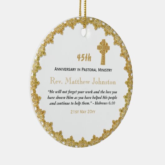 45th Ordination Jubileum Persoonlijke scripts Keramisch Ornament (Rechts)