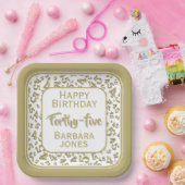 45th Party Random Number Pattern Gold/White Papieren Bordje (Feest)