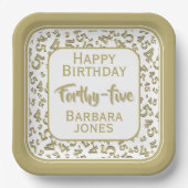 45th Party Random Number Pattern Gold/White Papieren Bordje (Voorkant)