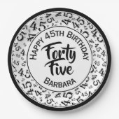 45th Random Number Pattern Zwart Wit Papieren Bordje (Voorkant)