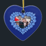 45th Sapphire Anniversary Custom Foto Hartblauw Keramisch Ornament<br><div class="desc">45e saffier trouwdag aangepaste foto hart keepsake ornament. Pas dit blauw saffier bruiloft jubileum edelsteen effect gekleurde foto ornament met uw eigen 45-jarig jubileum koppels foto, jaar van het huwelijk en namen. Andere bijpassende saffier bruiloft artikelen en andere edelsteen jubileum geschenken beschikbaar. © Kunst en design door www.mylittleeden.com op zazzle....</div>