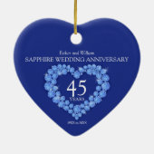 45th Sapphire Anniversary Custom Foto Hartblauw Keramisch Ornament (Achterkant)