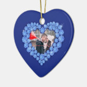 45th Sapphire Anniversary Custom Foto Hartblauw Keramisch Ornament (Links)