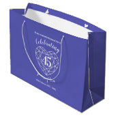 45th Sapphire Jubileum 45 jaar blauw custom tas Groot Cadeauzakje (Achterkant Gekanteld)