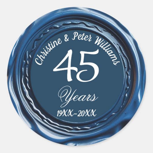 45th Sapphire Wedding Blue Wax Seal Sticker (Voorkant)