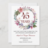 45th Sapphire Wedding Jubileum Floral Save The Date (Voorkant)