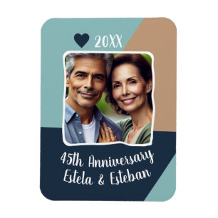 45th Sapphire Wedding Jubileum Foto Keepsake Magneet