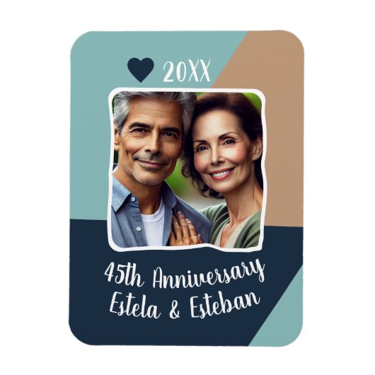 45th Sapphire Wedding Jubileum Foto Keepsake Magneet (Verticaal)