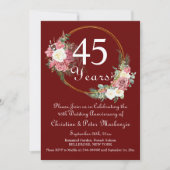 45th Sapphire Wedding Jubileum Rozen Gold Lijst Kaart (Voorkant)