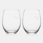 45th Sapphire Wedding Jubileum Signature Script Wijnglas Zonder Voet (Achterkant)