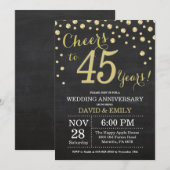 45th Wedding Jubileum Chalkboard Black en Gold Kaart (Voorkant / Achterkant)