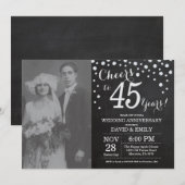45th Wedding Jubileum Chalkboard Black Silver Kaart (Voorkant / Achterkant)