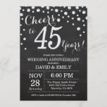 45th Wedding Jubileum Chalkboard Black Silver Kaart<br><div class="desc">45th Wedding Jubileum Chalkboard Black en Silver Invitation. Vijfenveertig Jubileum. Chalkboard Black en Silver Glitter Diamond Background Zilveren Confetti. Volwassen verjaardag. Vrouw of Man Man Birthday Party. Voor verdere aanpassing,  te klikken gelieve de knoop "van de Aanpassing het"en ons ontwerphulpmiddel te gebruiken om deze sjabloon te wijzigen.</div>