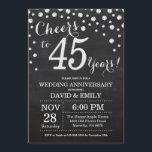 45th Wedding Jubileum Chalkboard Black Silver Kaart<br><div class="desc">45th Wedding Jubileum Chalkboard Black en Silver Invitation. Vijfenveertig Jubileum. Chalkboard Black en Silver Glitter Diamond Background Zilveren Confetti. Volwassen verjaardag. Vrouw of Man Man Birthday Party. Voor verdere aanpassing,  te klikken gelieve de knoop "van de Aanpassing het"en ons ontwerphulpmiddel te gebruiken om deze sjabloon te wijzigen.</div>