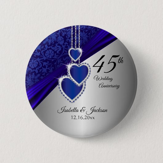 45th Wedding Jubileum Design 2 Ronde Button 5,7 Cm (Voorkant)