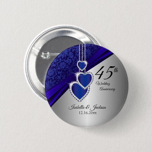 45th Wedding Jubileum Design 2 Ronde Button 5,7 Cm (Voorkant /achterkant)