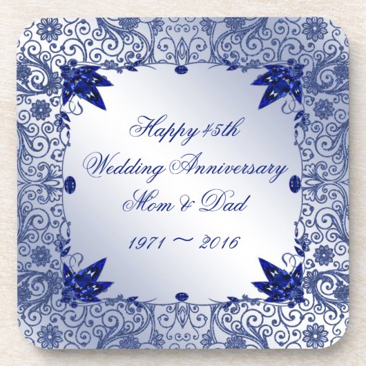 45th Wedding Jubileum Plastic Onderzetter set (Voorkant)