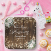 45th Wedding Jubileum Rustic String Lights Papieren Bordje (Feest)