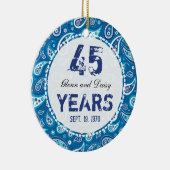 45th Wedding Jubileum Sapphire Paisley Monogram Keramisch Ornament (Rechts)