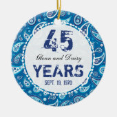 45th Wedding Jubileum Sapphire Paisley Monogram Keramisch Ornament (Voorkant)