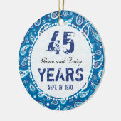 45th Wedding Jubileum Sapphire Paisley Monogram Keramisch Ornament (Links)