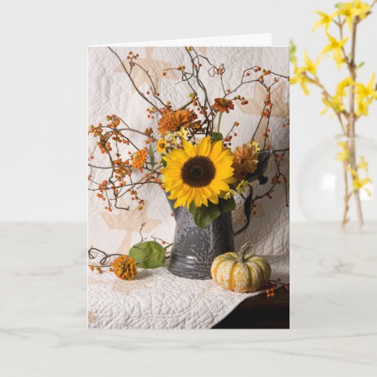 4663 Floral Birthday Card in het najaar Kaart (Gele Bloem)