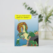 468 Zee monster "subs for diner" cartoon Briefkaart (Staand voorkant)