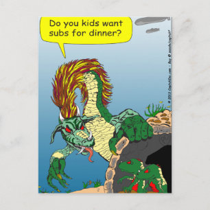 468 Zee monster "subs for diner" cartoon Briefkaart