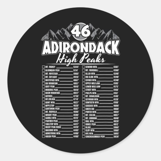 46 Adirondack bergbeklimmen checklist Ronde Sticker (Voorkant)