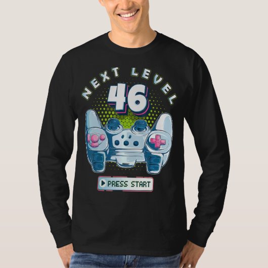 46 Birthday Gamer Next Level 46-gamingcontroller T-shirt (Voorkant)
