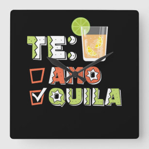 46.Cinco de Mayo Te Amo Quila Tequila Limoen Vierkante Klok