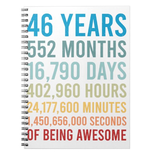 46 jaar 552 maanden 16790 dagen Geweldige geboorte Notitieboek (Voorkant)