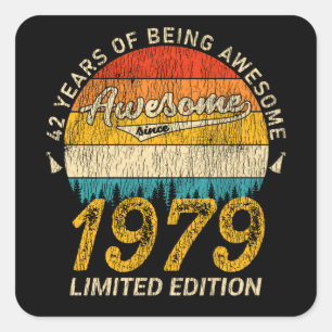 46 jaar oud 1979 Retro Geweldige 46e verjaardagsca Vierkante Sticker